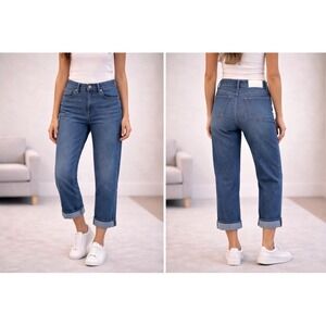 Edited Hunter McGrady Womens High Rise Cuffed Wide Leg Jeans Dark Size 10 New